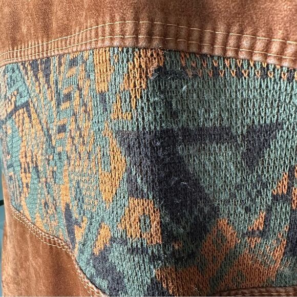 Vintage Brown Aztec Western Navajo Native Bomber Knit Jacket Sz L - Picture 13 of 14